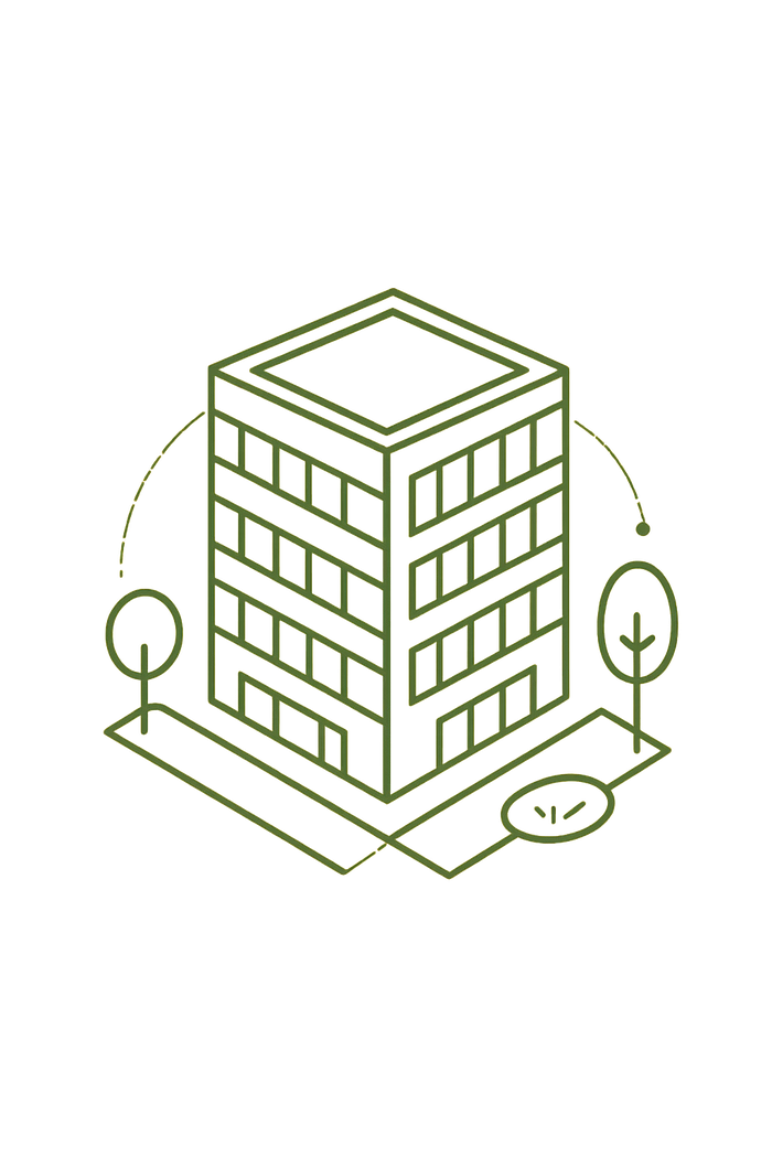 Line illustration of a commercial building