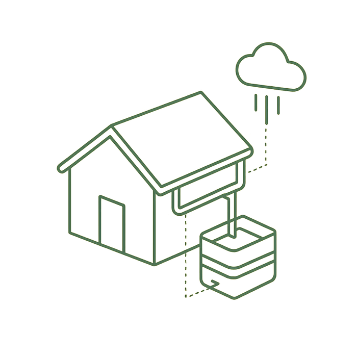 Rainwater harvesting illustration